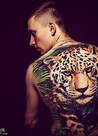 背部的豹子纹身图案