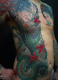 日本风武藏青蛇纹身图案