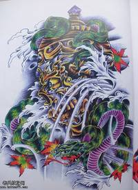 传统蛇嘎巴拉纹身图案