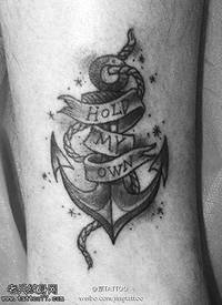 象征勇敢无畏船锚纹身图案