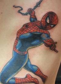 时尚个性侧腰部好看的蜘蛛侠纹身图案