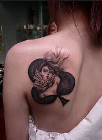 女生肩部创意漂亮女生肖像纹身图片