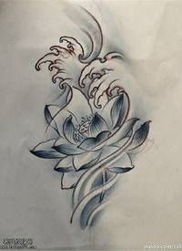 素描莲花纹身手稿