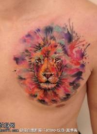 色彩斑斓狮子头纹身图案