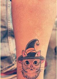 个性脚踝漂亮好看的卡通猫咪纹身