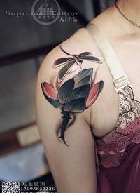 荷花&蜻蜓-遮盖作品 美女纹身 女神纹身 无上纹身