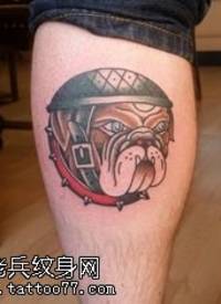 小腿的狗战士纹身图案