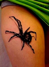 美女大腿上的毒蜘蛛纹身