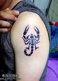 胳膊个性黑蝎子图腾纹身图案