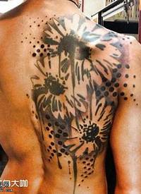 背部亏葵花日纹身图案