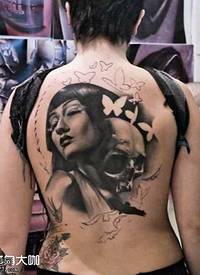 背部女郎纹身图案