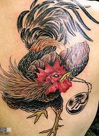背部公鸡纹身图案