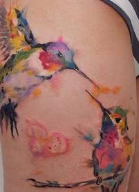 多款女孩喜爱的蜂鸟纹身图案
