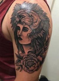 女性人物纹身图案 女生手臂上女性人物纹身图案