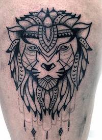 14款庄严宏伟的狮子头纹身图案