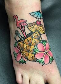 脚背school火烈鸟杯子花卉彩绘纹身图案