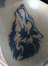 背部部落狼纹身图案