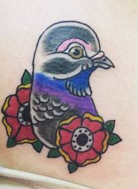 彩色鸽子纹身植物纹身素材动物图案纹身图片