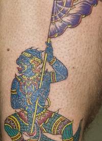 彩色印度武士纹身图案