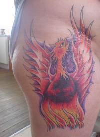 肩部凤凰菲尼克斯在火焰纹身图案