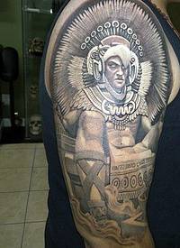 大臂邪恶的玛雅祭司彩色纹身图案