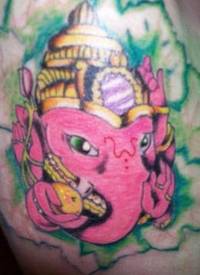 粉红甘尼萨印度教象神纹身图案