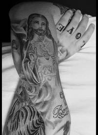 手臂灰色宗教耶稣纹身图案