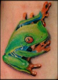 可爱的绿色青蛙纹身图案