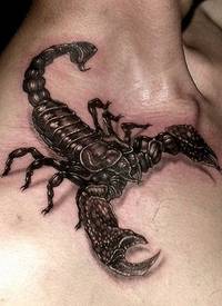 肩部非常逼真逼真的彩色大蝎子纹身图案