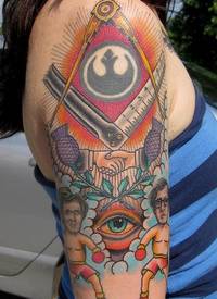 手臂彩色梅森象征套纹身图案