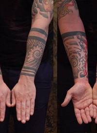 男性手臂大几何个性纹身图案