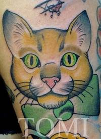 手绘风格猫纹身图案