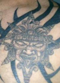 阿兹特克邪恶的石像纹身图案