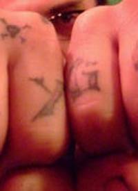手指锋利的字母花体纹身图案