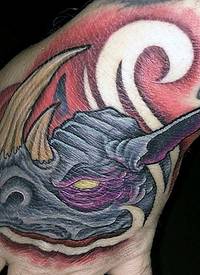 手臂梦幻卡通恶魔犀牛纹身图案
