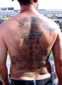 雪佛兰赛车迷后背纹身图案