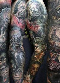 手臂恐怖电影主题各种怪物纹身图片