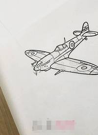 黑色线条几何元素素描创意飞机纹身手稿