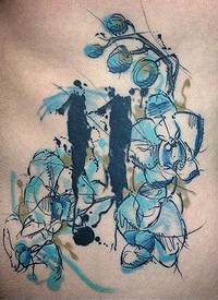 多款彩绘水彩素描创意文艺唯美精致花朵纹身图案
