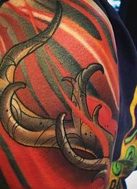 麋鹿角纹身 多款彩绘纹身素描麋鹿角纹身图案