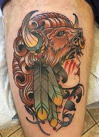 女性人物纹身图案 男生大腿上女性人物纹身图案