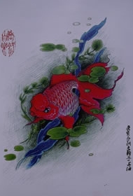 中华锦鲤纹身手稿