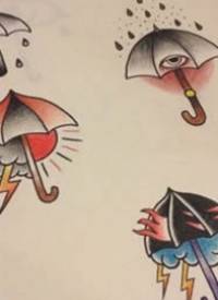 流行雨伞纹身手稿