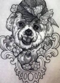 可爱的10张宠物狗纹身手稿素材图案