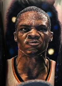 几张优秀的NBA球星肖像纹身图案作品