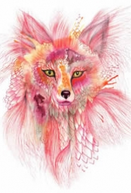 一组16张狐狸纹身手稿素材图案