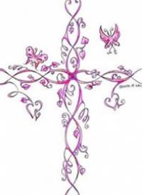 十字架花朵纹身图案