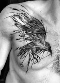 雄鹰刺青--9张黑灰线条的老鹰纹身作品图片欣赏