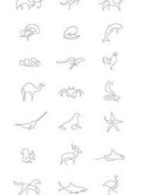 超简约一笔画动物纹身手稿素材