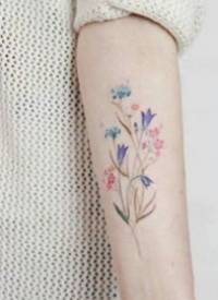 适合小臂和小腿唯美小清新的花朵纹身图案